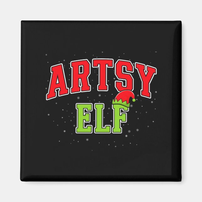 Artsy Elf Christmas Family Matching Group Xmas Act Magnet (Vorne)