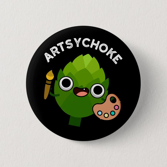 Artsychoke Funny Veggie Artichoke Pun Dark BG Button (Vorderseite)