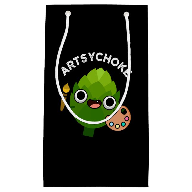 Artsychoke Funny Veggie Artichoke Pun Dark BG Kleine Geschenktüte (Vorderseite)