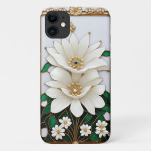 Artwork aus weißer Blume mit Luxus Gold Case-Mate iPhone Hülle