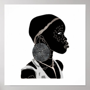 Artwork Poster von African Black Girl Line