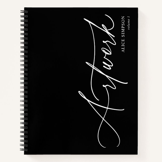 Artwork Script Calligraphy Minimalistisch Notebook Notizbuch (Vorderseite)