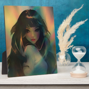 Artwork von Anime Girl umgeben von Rainbow Light Fotoplatte