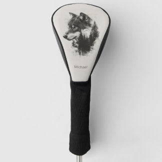 Artwork von Wolf und Bäumen Golf Headcover