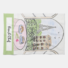 Artwork Whimsical Paris Eiffel Tower French Chef Geschirrtuch