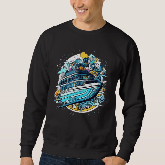 Arty Cruise Boat Spaceship Captain Sweatshirt (Vorderseite)