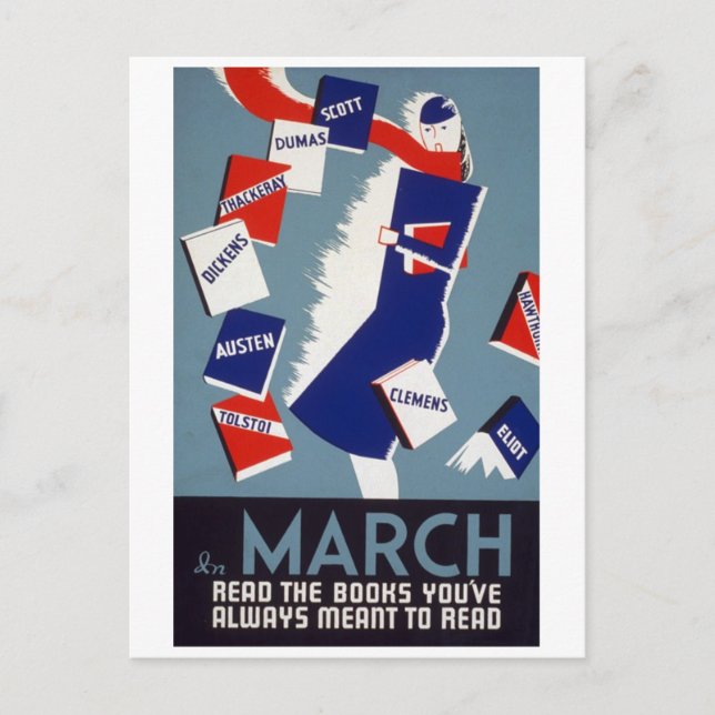 Arty Deco Lesen Postkarte (Vorderseite)