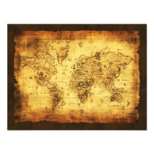 Arty Vintage Alte Welt Karte Druck