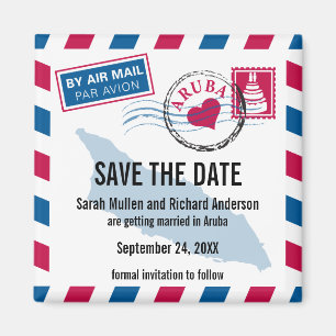 Aruba Air Mail Wedding Save the Date Magnet