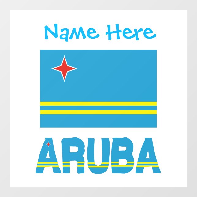 Aruba and Aruban Flag Blue Personalization  Fensteraufkleber (Blatt)