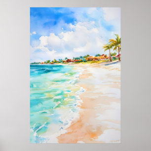 Aruba Aquarell Aquarell Vintage Reiseposter Poster