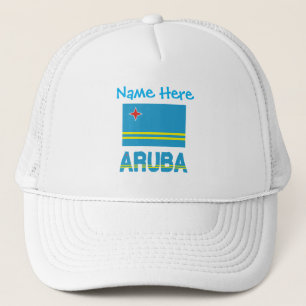 Aruba Arubanische Flagge Blau Personalisierung Truckerkappe