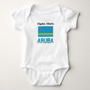 Aruba Arubanische Flagge Schwarze Personalisierung Baby Strampler
