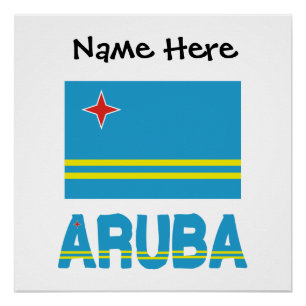 Aruba Arubanische Flagge Schwarze Personalisierung Poster