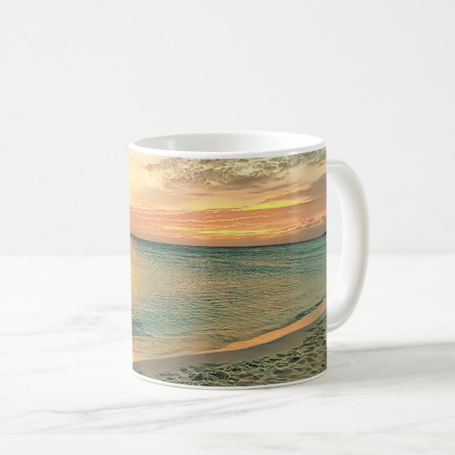 Aruba Beach Coastal Sunset Kaffeetasse (VorderseiteRechts)
