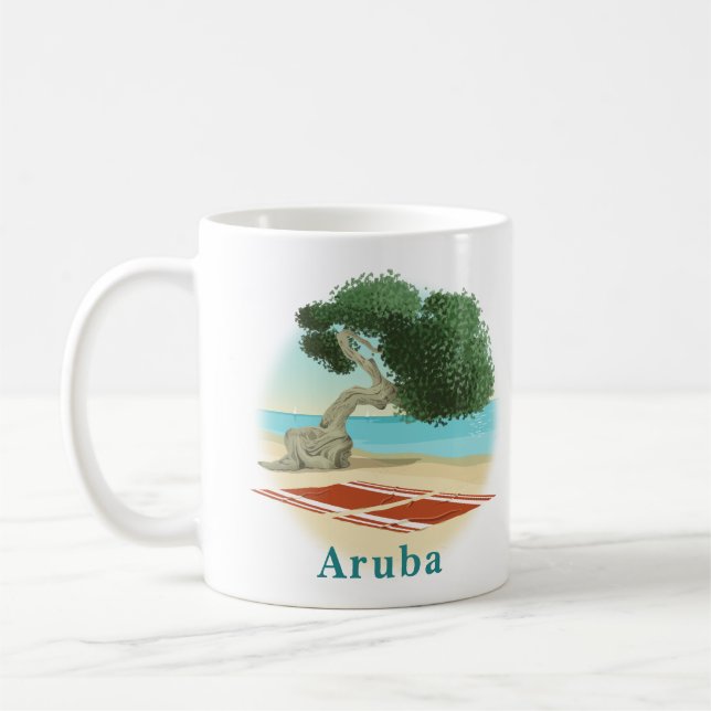 Aruba Beach mit Divi Divi Tree Kaffeetasse (Links)