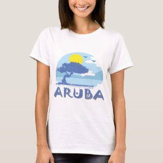 Aruba Blue Divi Tree am stylisierten Strand Print T-Shirt