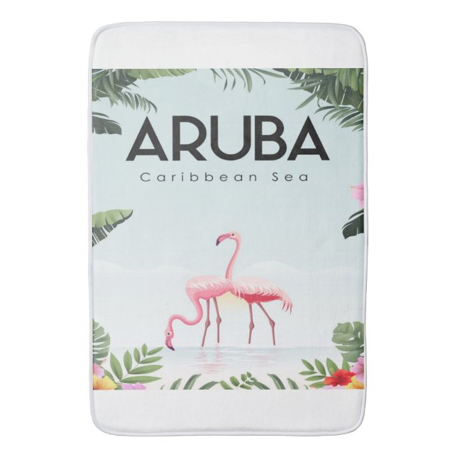 Aruba Caribbean Sea Flamingo | Funny Flaming Badematte (Vorderseite Vertikal)
