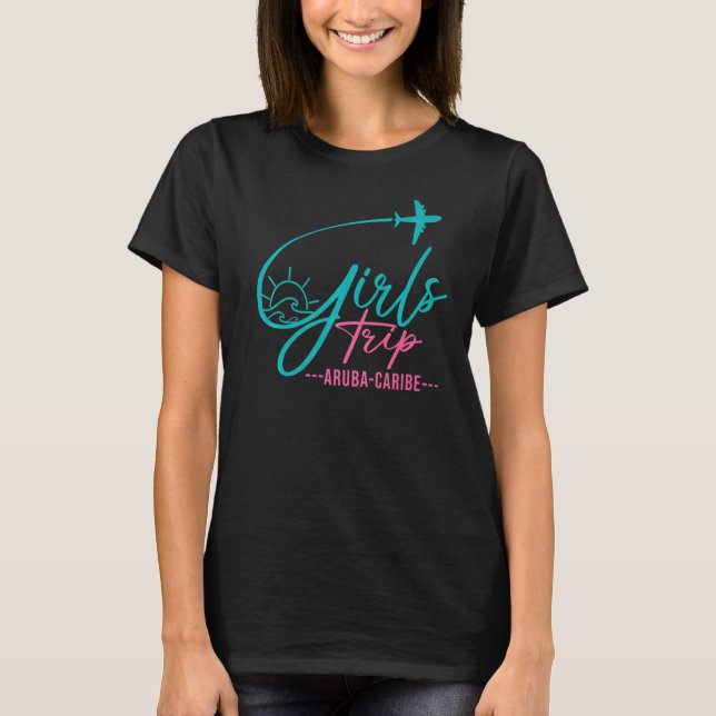 Aruba Caribe Matching Girls Reise T-Shirt (Vorderseite)