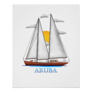 Aruba Coastal Nautical Sailing Poster
