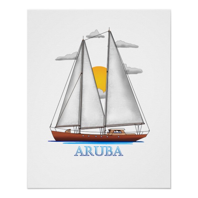Aruba Coastal Nautical Sailing Poster (Vorderseite)