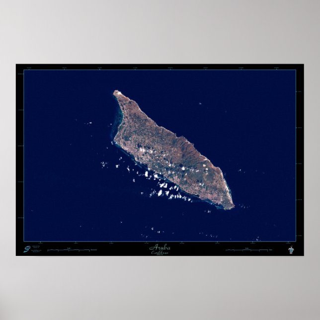 Aruba, das karibische Satellitenposter Poster (Vorne)
