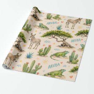 Aruba Divi-Baum, Esel, Iguana, Kaktus Geschenkpapier
