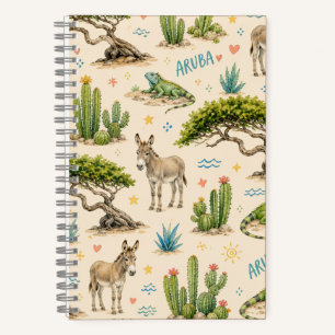 Aruba Divi-Baum, Esel, Iguana, Kaktus Notizbuch