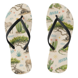 Aruba Divi-Baum, Esel, Iguane, Kaktus Flip Flops