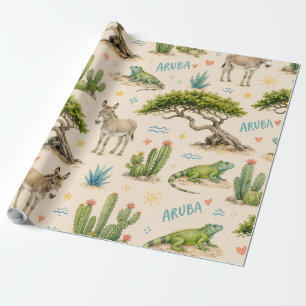 Aruba Divi-Baum, Esel, Iguane, Kaktus Geschenkpapier