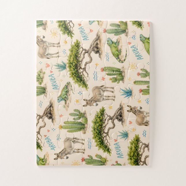 Aruba Divi-Baum, Esel, Iguane, Kaktus Puzzle (Vertikal)