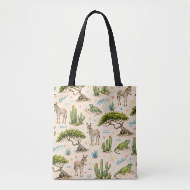 Aruba Divi-Baum, Esel, Leguan, Kaktus (Vorderseite)