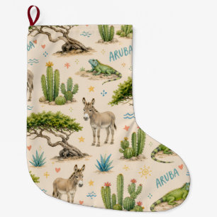 Aruba Divi-Baum, Esel, Leguan, Kaktus Großer Weihnachtsstrumpf