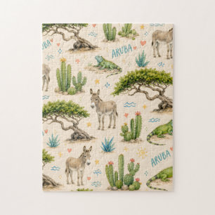 Aruba Divi-Baum, Esel, Leguan, Kaktus Puzzle