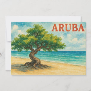Aruba Divi Tree Eagle Beach Aquarell Dankeskarte