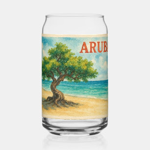 Aruba Divi Tree Eagle Beach Aquarell Dosenglas