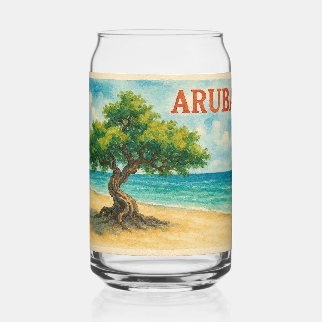 Aruba Divi Tree Eagle Beach Aquarell Dosenglas (Rückseite)