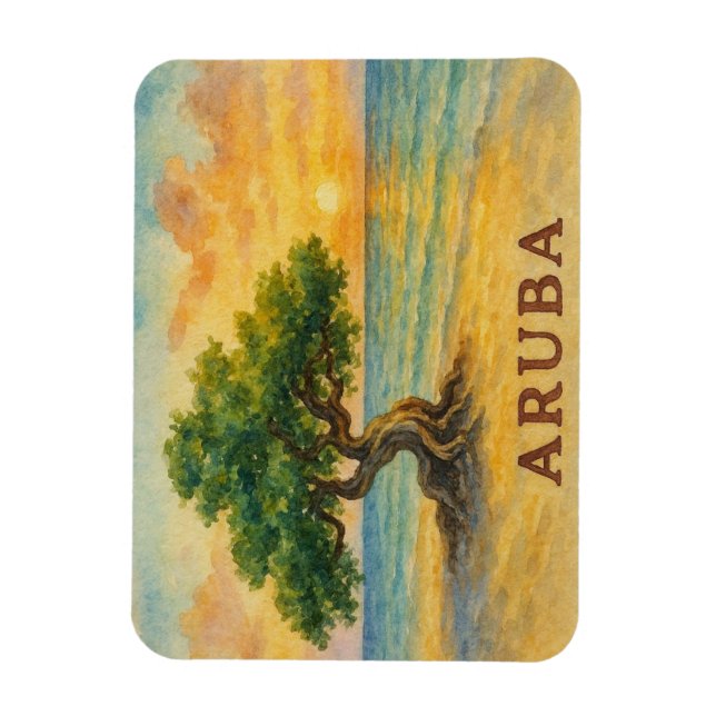 Aruba Eagle Beach Divi Baum Goldene Stunde Magnet (Vertikal)