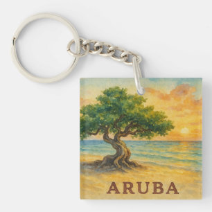 Aruba Eagle Beach Divi Baum Goldene Stunde Schlüsselanhänger