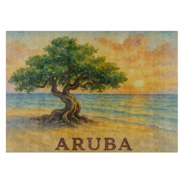Aruba Eagle Beach Divi Baum Goldene Stunde Schneidebrett (Vorderseite)
