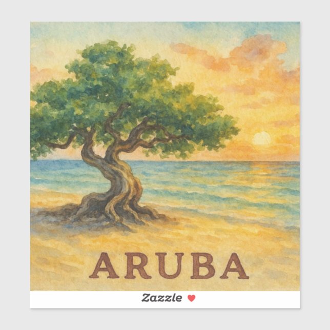 Aruba Eagle Beach Divi Tree Golden Hour Aufkleber (Blatt)