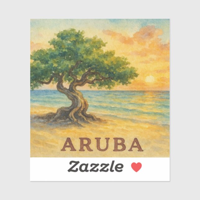 Aruba Eagle Beach Divi Tree Golden Hour Aufkleber (Blatt)