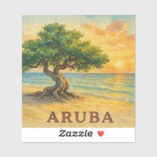 Aruba Eagle Beach Divi Tree Golden Hour Aufkleber