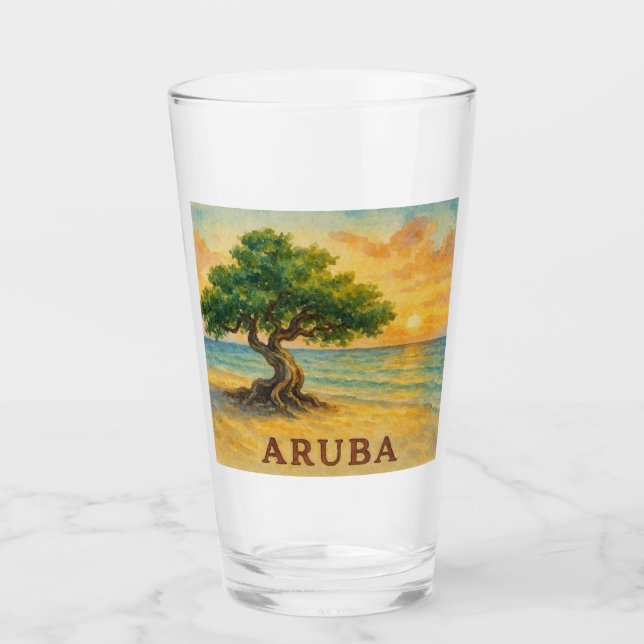 Aruba Eagle Beach Divi Tree Golden Hour Glas (Vorderseite)
