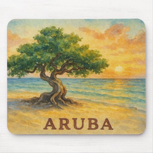 Aruba Eagle Beach Divi Tree Golden Hour Mousepad (Vorne)
