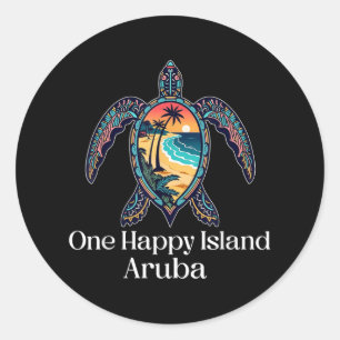 Aruba Eine glückliche Insel Aruban Souvenir Urlaub Runder Aufkleber