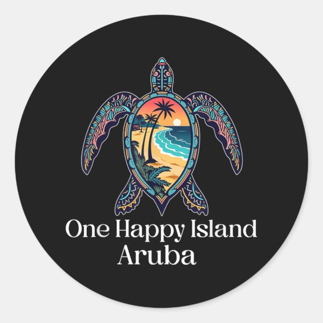 Aruba Eine glückliche Insel Aruban Souvenir Urlaub Runder Aufkleber (Vorderseite)
