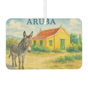 Aruba Esel und Cunucu Haus Aquarell Autolufterfrischer