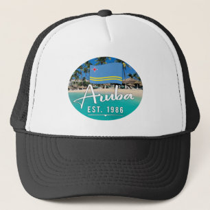 "Aruba Est. 1986" Strand mit Flagge Truckerkappe