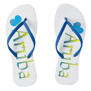 Aruba-Fahne in Herzform mit Aruba-Text Flip Flops